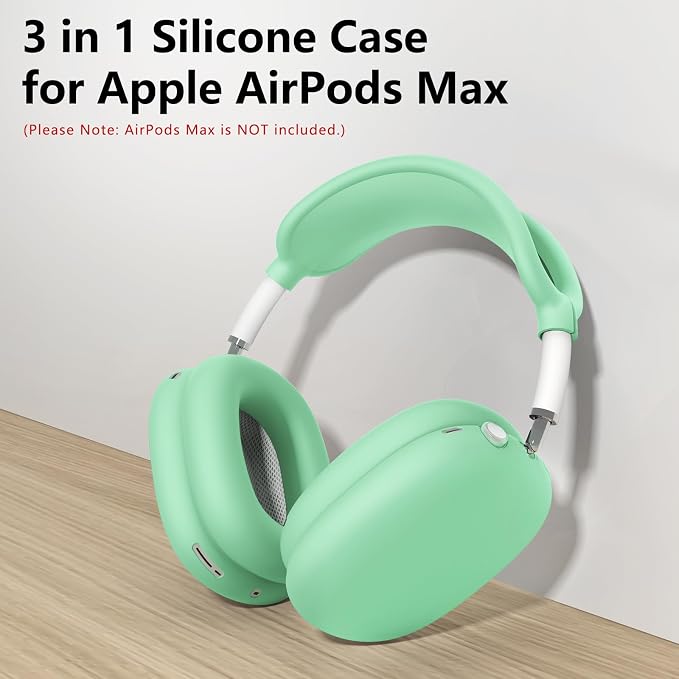 Silicone Case Cover for AirPods Max Headphones, Ear Pad Case Cover/Ear Cups Cover/Headband Cover for AirPods Max 2/1 (2026/2024/2020)(USB-C/Lightning), Accessories for Apple AirPods Max 2, Light Green
