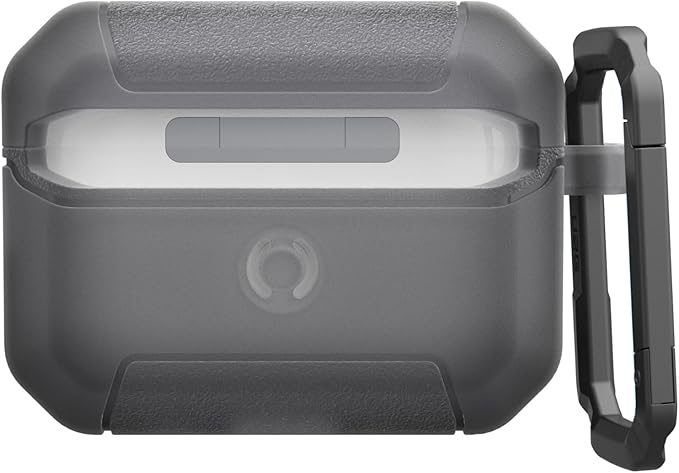 URBAN ARMOR GEAR UAG Designed for AirPods Pro 3rd Gen Case, Translucent Rugged Military Grade Drop Proof Protective Cover with Detachable Carabiner Clip & Secure Lip Closure, Scout Smoke