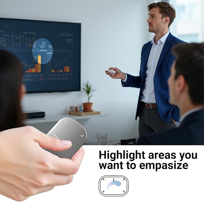 Cheerdots2 Bluetooth Detachable Air Mouse Touchpad Mouse with Voice Recording, Presentation Clicker Wireless Presenter Presentation Remote for Mac, Windows (Recording, Silver)