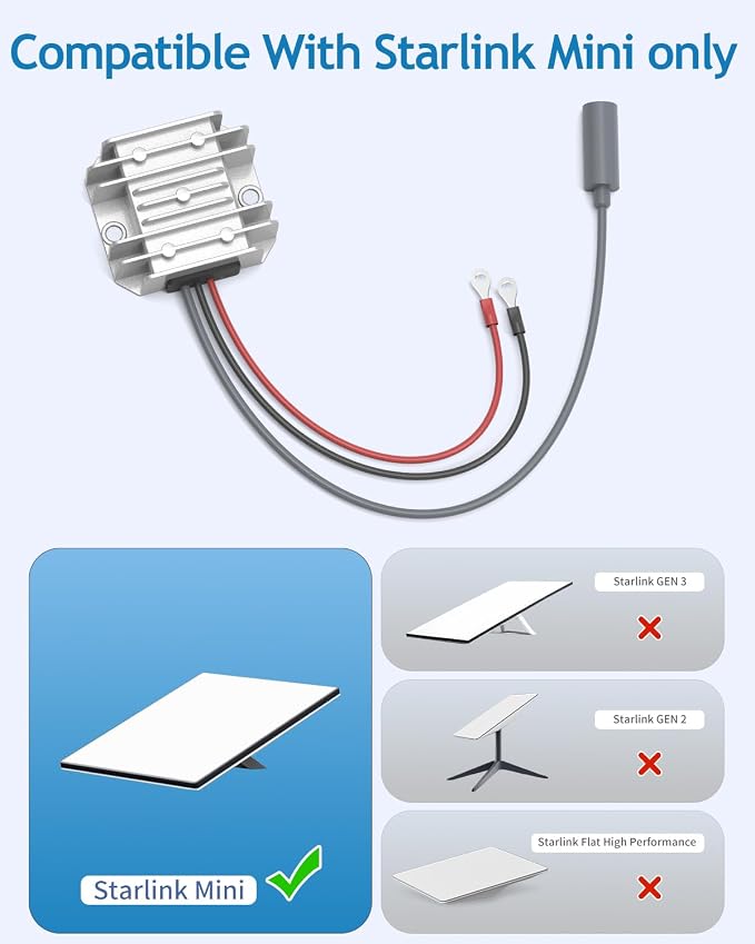 Starlink Mini 12V Adapter,12V/24V to 30V 3.5A DC Step Up Converter Starlink Mini Power Supply Adapter with Battery O-Ring Cable,Waterproof DC Port,9-28V Input,No Voltage Drop for Truck RV Accessorie