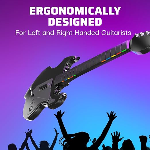 PDP RIFFMASTER Wireless Guitar Controller for PlayStation 5 and PlayStation 4, PS5/PS4, Rock Band 4, Fortnite Festival, Audio Jack, Rechargeable Battery, Officially Licensed by Sony - Black