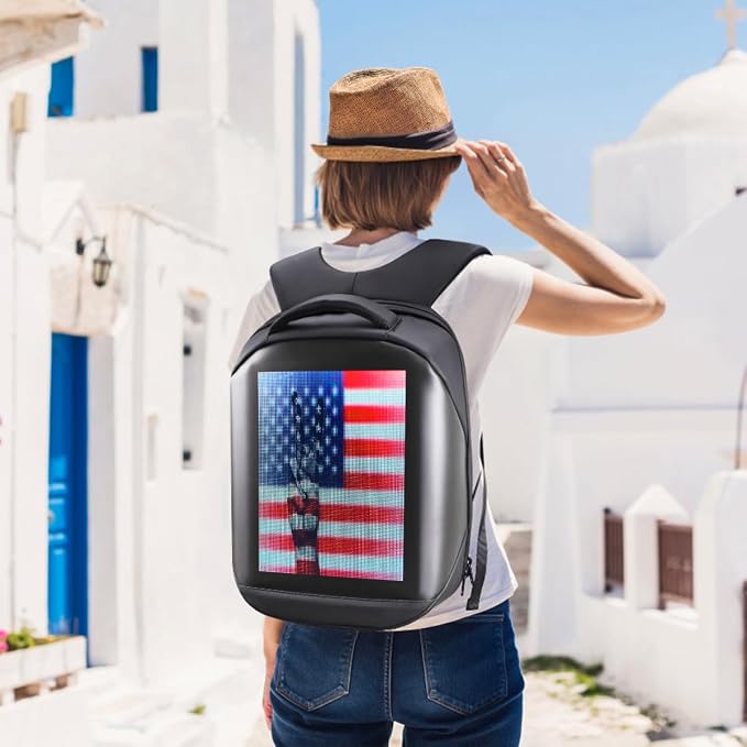 Led Backpack with Programmable Screen,HD Color Screen App Control 17 inches Laptop Backpack, Waterproof led bag, Travel, Motorcycle Backpack
