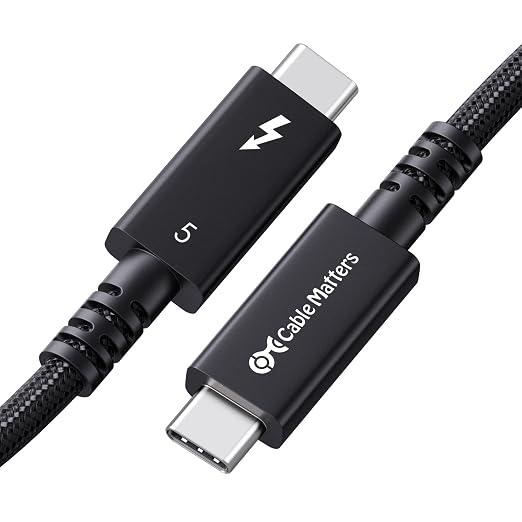 Cable Matters [Intel Certified] 80Gbps Active Thunderbolt 5 Cable - 6.6ft / 2m, Supports up to 120Gbps Bandwidth Boost, 240W Charging, 8K Video, Compatible with Thunderbolt 4/3, USB4, and USB-C