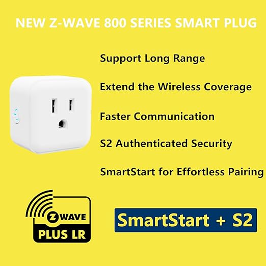 Minoston Smart Plug, Mini Plug-in Z-Wave 800 Series Socket with Built-in Repeater/RangeExtender, Z-Wave Hub Required, Compatible with SmartThings, Wink, Alexa, Google Assistant,FCC Listed, MP21Z