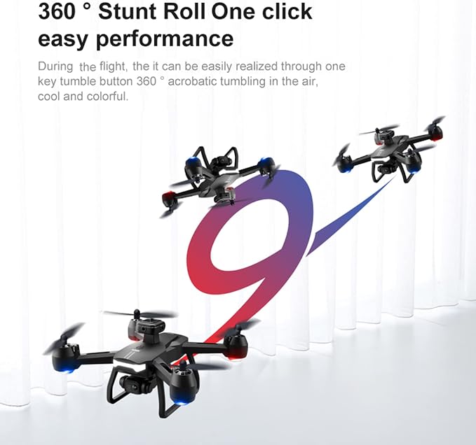 Drones with Camera for Adults 6K Foldable Headless Drone with Obstacle Avoidance Function Optical Flow Positioning Gesture Photography with Storage Bag 2 Battery