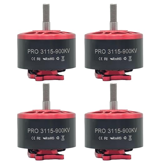 4Pcs Pro 3115-900kv Drone Brushless Motor 4-8s LiPo Kit Spare Part for 8,9,10,13inch Long Range FPV Freestyle Drones,FPV RC Quadcopter Drone Motor,1800W,4819g Thrust