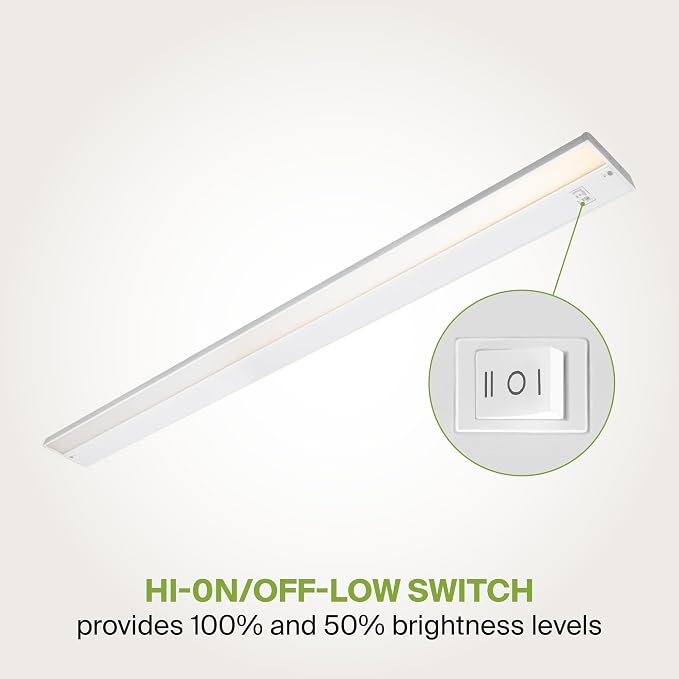 ASD LED Under Cabinet Lighting Plug in or Hardwired 48 Inch, Dimmable Under Cabinet Lights with High/Low/Off Switch, 3CCT 2700K-4000K, Linkable Under Counter Lights for Kitchen, ETL Listed, White