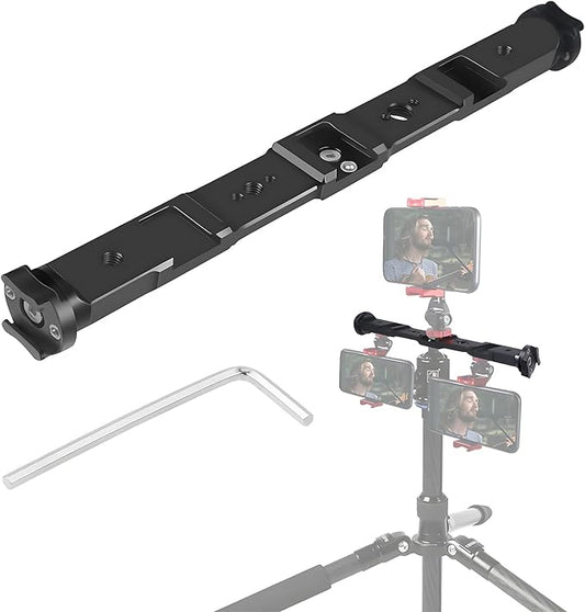 10.2" Cold Shoe Extension Bar, 360° Rotatable Extension Bracket Cold Shoe Mount Adapter, Camera Dual Mount Flash Bracket Compatible with Nikon Canon Sony Olympus DSLR Camera Camcorder DV