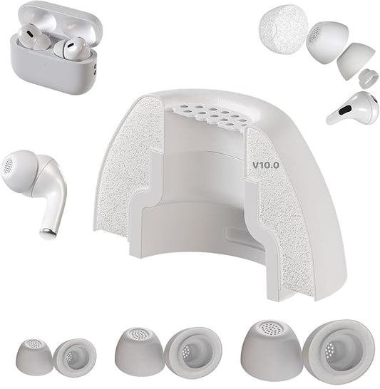 AirFoams Pro Active Ultra V10.0 Memory Foam Lifetime Replacement Ear Tips for AirPods Pro 1 & 2 – Flexible Silicone Shield, Anti Slip, Better All Day Comfort, Secure, Noise Cancelling (3 Pairs-S/M/L)