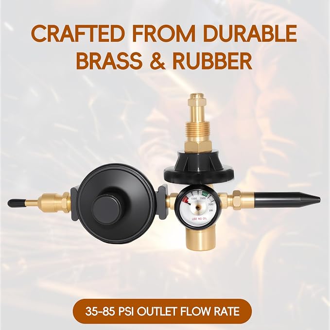 High Flow Foil and Latex Helium Balloon Inflator Regulator, 0-3000PSI with Pressure Gauge for CGA580 Tank Valve, Auto Foil Balloon Shut Off Valve
