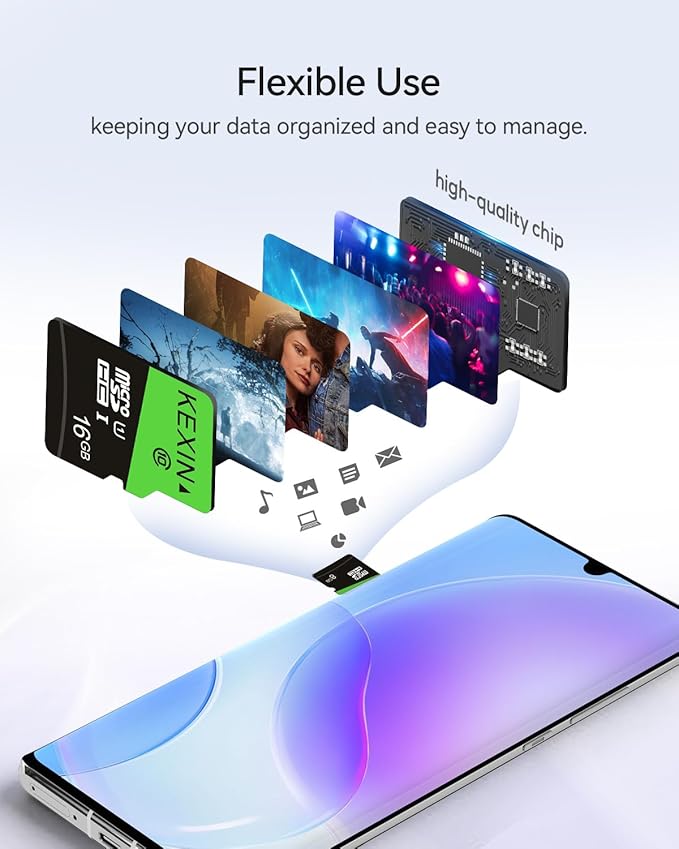 KEXIN 16GB Micro SD Card 5 Pack microSDHC Memory Card UHS-I C10 U1 Micro SD Card Full HD High Speed TF Card for Smartphone Tablet Action Camera Dash Cam Drone Game Console with SD Adapter
