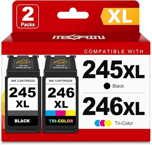 245XL 246XL Ink Cartridge Replacement for Canon 245 246 XL PG245 CL246 for Canon PIXMA MG2525 MG3022 MX490 TS202 TS3322 TR4520 TS302 TR4527 Cannon Printer Ink Cartridges (1 Black, 1 Color Combo)