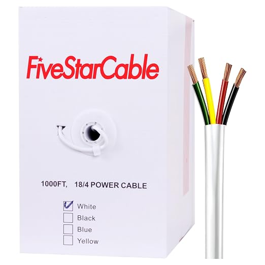 18/4 Gauge Low Voltage 4 Conductors Stranded Cable Wire - 1000 ft, 18 AWG, PVC Jacket - for Security Systems, Alarm, Audio, Control, Intercom, and Speaker Applications (White, 18-4)