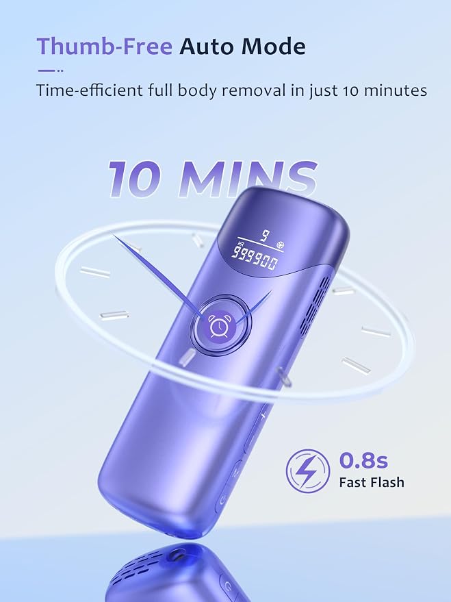 Laser Hair Removal Ubroo IPL Hair Removal Device with 5℃ Ice Cooling,Hand-held Hair Removal Device Laser Hair Removal for Women and Men,Reduce Hair Regrowth,Full Body Use(Purple)