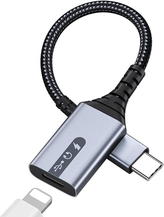MMOBIEL USB-C to 8 Pin Adapter Compatible with Lightning Female to USB-C Male Converter for Audio, Charging & Data Transfer - Headphone Cable for iPhone 17 16 15, iPad, MacBook, Galaxy S26 S25 S24 S23