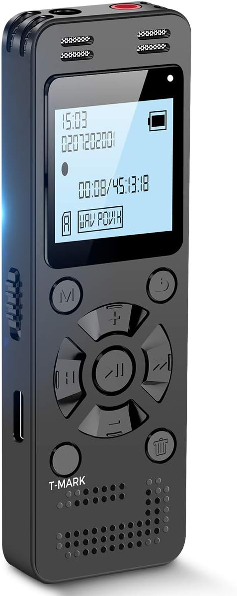 32GB Digital Voice Recorder for Lectures Meetings - EVIDA 2324 Hours Voice Activated Recording Device Audio Recorder with Playback,Password (32, GB)