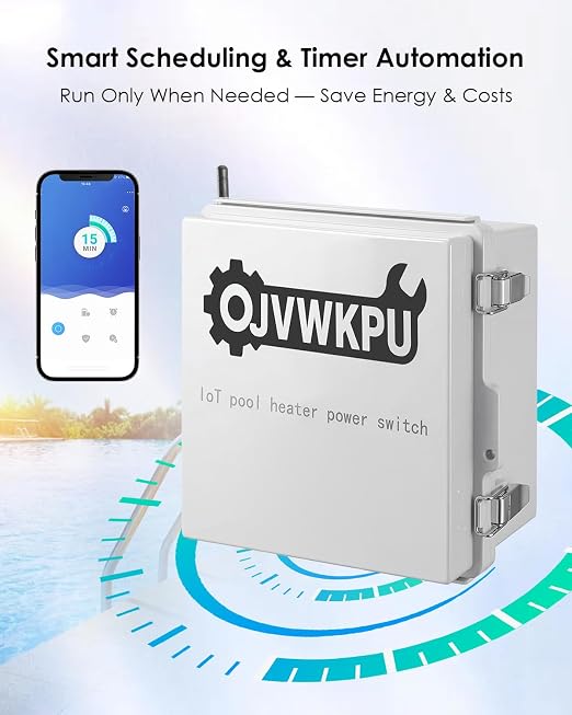 Outdoor Smart WiFi Power Switch Box, 110V 40A 2-Pole Pool Heater Switch, Irrigation Pump Start Relay Fit for Sprinkler Controller System, Compatible with Alexa & Google Home, Remote Control