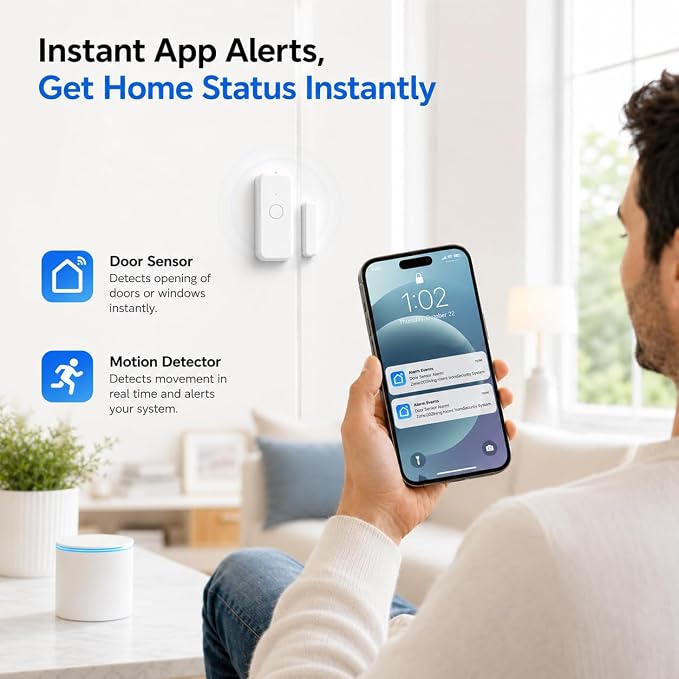 Wireless Home Security System WiFi/4G Home Alarm System with Phone APP Alert | Voice Control | No Subscription Fees | 24/7 Monitoring | Alexa Compatible