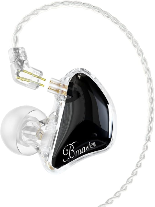 BASN Bmaster 2Pin Triple Drivers in Ear Monitor Headphones for Musicians, Professional IEMs with Case and Detachable Cables (Black)