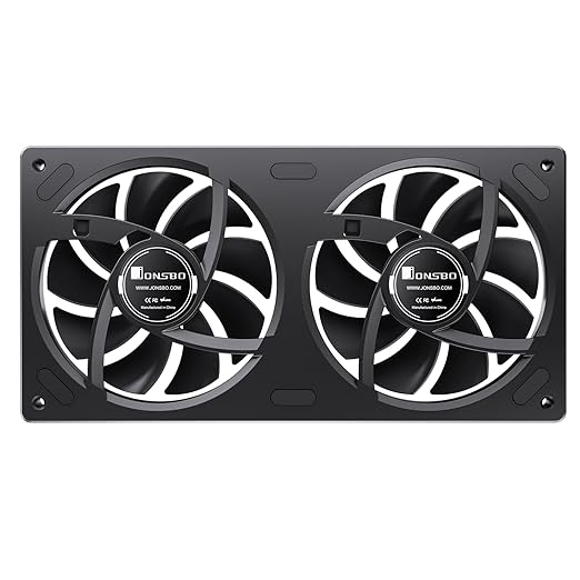 JONSBO ZA-240B PC Case Fan,All(2)-in-One,Single Frame Unit with 2x120mm ARGB Fans,PWM,3Pin ARGB, Silent Computer with 4-Sides Infinity Mirror Fan 2400RPM,Aluminum Nameplate,28mm Thick Black