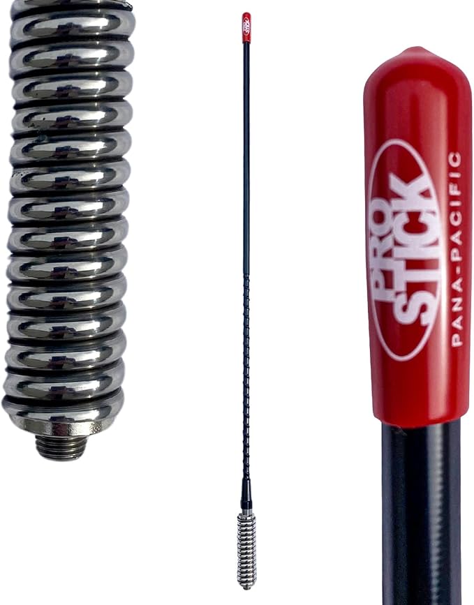 Prostick 2` Foot Fiberglass 1000 Watt - Black CB Radio Antenna with Heavy Duty Stainless Steel Spring