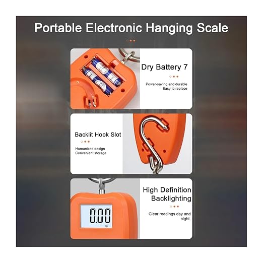 Hanging Scale, Portable Electronic Luggage Scale Multifunctional Digital Scales LCD Travel High Accurate Handheld Weighing Tool for Gym,Hunting,Travelling(Black)