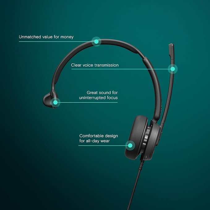 EPOS Impact 430T Mono USB C and USB A On-Ear Headset with Dual Noise-Canceling Mics, Microsoft Teams Certified, Plug-and-Play, Zoom Compatible, Ideal for Home Office & Business Calls