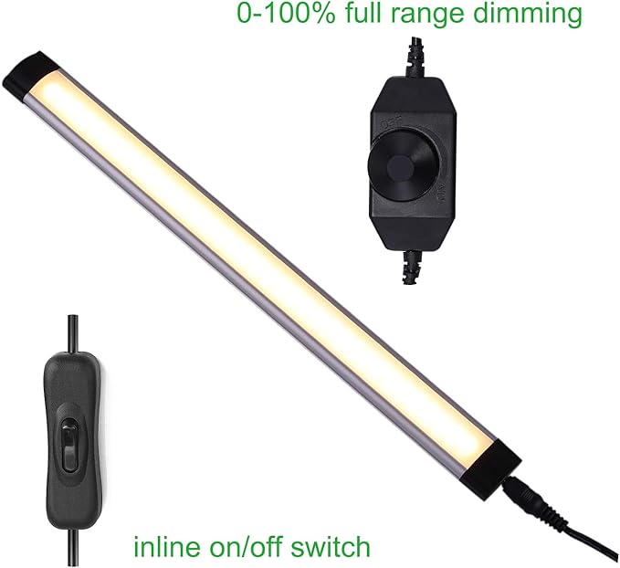 AIBOO LED Under Cabinet Lighting Kit, Plug in Strip Lights with Dimmer Switch for Kitchen Cabinet Counter, Closet, Bedroom Lighting（24w-8 Bars kit-2700K)