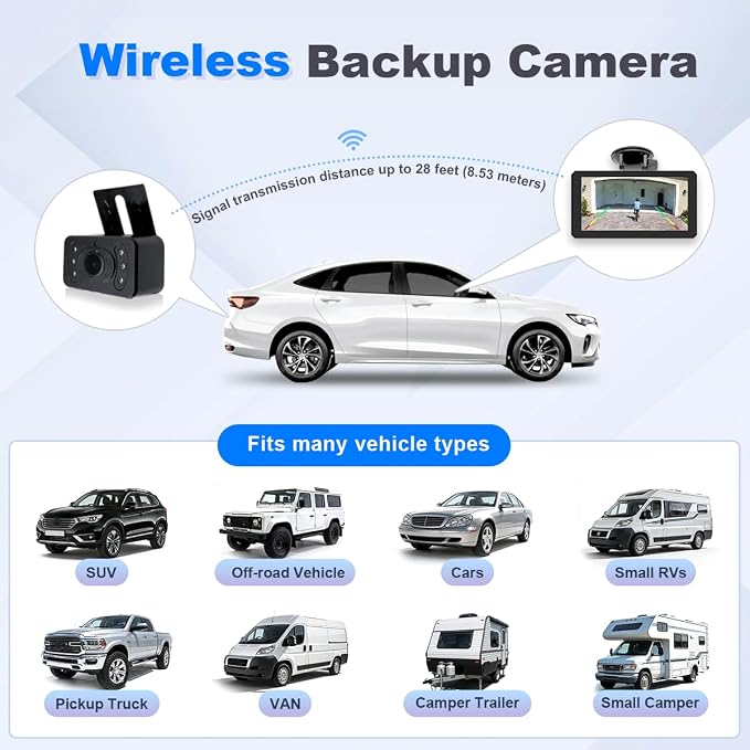 6.1 Inch Portable Car Screen, Wireless & Wired CarPlay Android Auto, 1080P Wireless Backup Camera, 60Hz, 800nit INCELL Display, Universal for Cars SUVs Pickups RVs