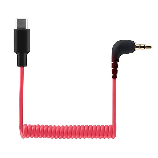 USB C to TRS Cable for Hollyland Lark M2S / GODOX comica Saramonic SYNCO Wireless Microphone Coiled 3.5mm OTG Cable DAC Audio Mic Cord for Samsung Galaxy S23 Android iPhone 15 16 Pro Max