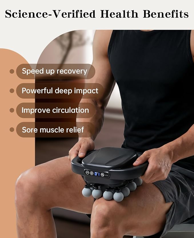16 Head Massage Gun Deep Tissue, Back Massager for Athletes for Pain Relief, Multi Head Massage Gun with 3 Modes & 30 Intensities Silent Gifts for Men Women