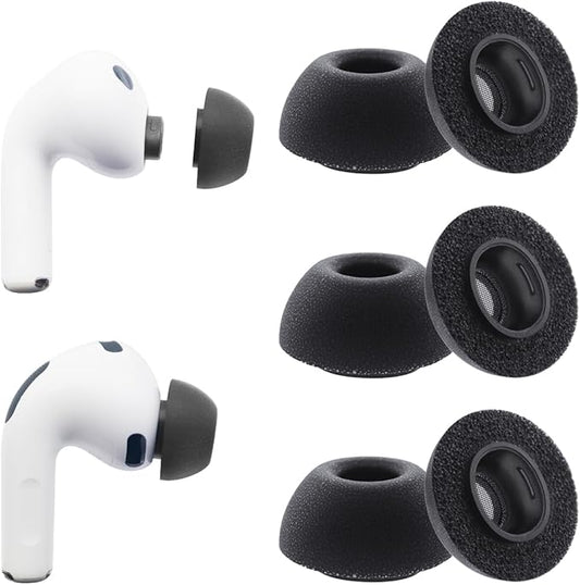 Klowcok Replacement Ear Tips for AirPods Pro 3(3rd Generation 2025), Memory Foam Earbuds Tips, Fit in The Charging Case, 3 Pairs Black (Medium)