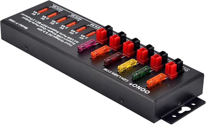 40Amp DC Power Splitter Distribution Module, 5 Power Pole Ports and 6 USB Ports Output
