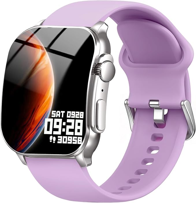 Smart Watch, 2.01" AMOLED Curved HD Full Touch Screen, Compatible with iOS & Android for Daily Workout Business Gift, Fitness Tracker with 24/7 Heart Rate/Sleep Monitor, IP68 Waterproof Watch Purple