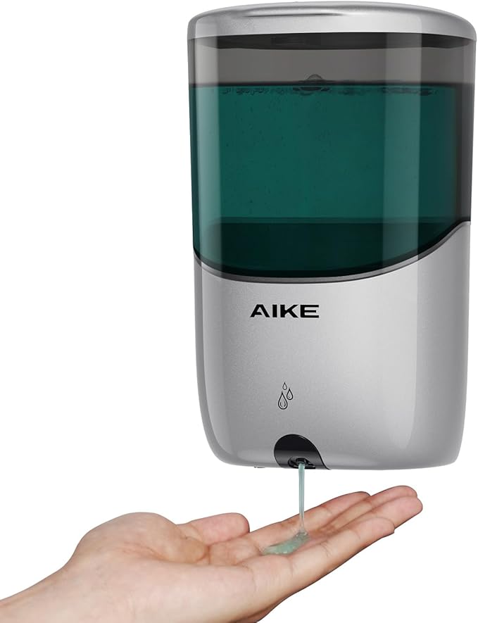 AIKE Automatic Commercial Soap Dispenser and Wall Mount Paper Towel Dispenser Bundle, Model AK1216_Silver_5180_Brushed