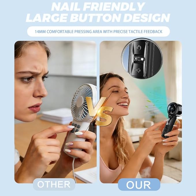 Portable Handheld Misting Fan with 100 Speeds, 3000mAh Rechargeable Battery (17H), Smart LED Display & Flashlight, Personal Mini Cooling Fan for Travel, Disney, Concerts, Makeup (WHITE)