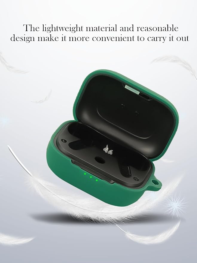 Silicone Case Compatible with EarFun Air Pro 4 with Keychain,Cleaning Kit and Lanyard, Soft Protective Shockproof Cover for EarFun Air Pro 4（2024）-Green