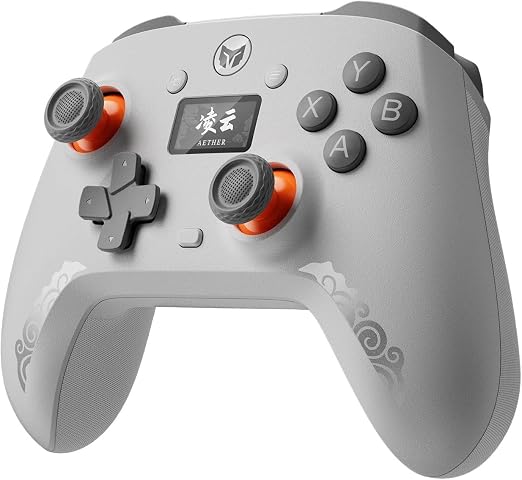 BIGBIG WON Wireless Gaming Controller with LCD Display – Hall Effect Joystick & Triggers, 1000Hz Polling Rate, PC/Switch/Android/iOS Compatible, Dual Back Buttons, Turbo, HD Rumble, Wired/Bluetooth/2.4G AETHER Wireless Gamepad