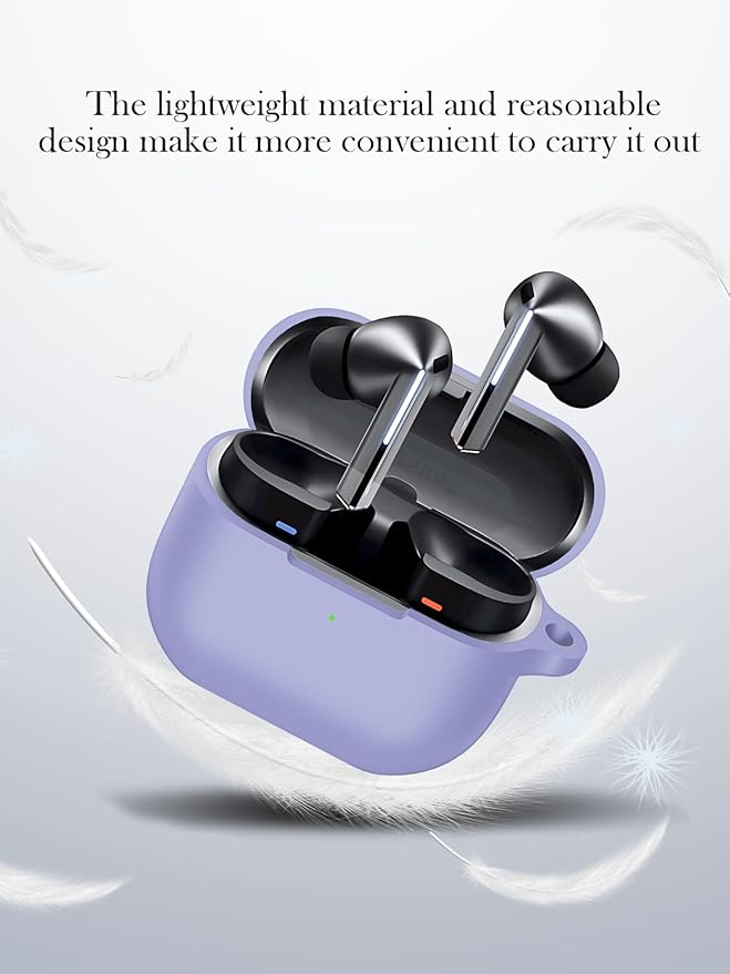 generic Compatible with SAMSUNG Galaxy Buds 3 case,for Galaxy Buds 3 pro Soft Silicone Case Cover with Keychain,Cleaning Kit and Lanyard,Shockproof,for Galaxy Buds 3/pro (2024) Accessories-Purple