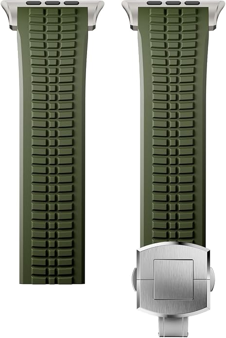 Silicone Watch Band Compatible with iWatch Ultra 2 / Ultra/Series 10 9 8 7 (44mm 45mm 46mm 49mm), Sport bands with Folding buckle, Rugged Heavy Duty Modern Design for Men