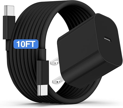 iPhone 16 15 Fast Charger and 10ft Type C to C Cable Cord Long,20W USB C Charging Block for Apple iPhone 16 Pro/16 Plus/15 Pro Max/15/iPad Wall Plug Power Adapter Cube Brick 12.9/11/Air 4th/6 Gen/Mini