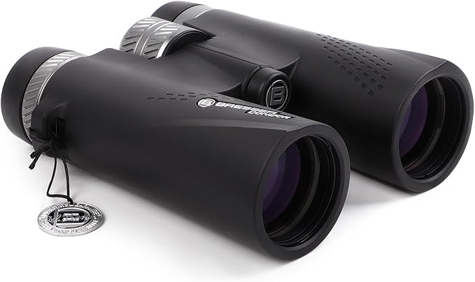 BRESSER 8x42 Binoculars for Adults High Powered with HD Optical System, FMC Green Film BAK4 Prism, Non-Slip Grip, Waterproof, Fogproof, Shockproof for for Hunting Bird Watching Travel Football Games