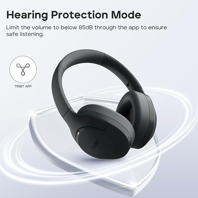 Tribit Wireless Over-Ear Headphones QuietPlus 81, Hybrid Active Noise Cancelling, Bluetooth 6.0 Headset, 110H Playtime, 6 Custom EQ via App, Deep Bass, Foldable, Comfortable, Lightweight for Travel