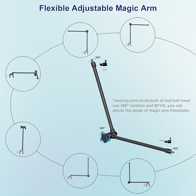 Mippko Microphone Stand Holder,21.5" Long Flexible Adjustable Magic Arm Super Crab Clamp Mic Clip 3/8"-16 to 5/8"-27 Adapter Mount,Compatible with Shure/Fifine /AT2020 /Pyle/Blue Snowball/Razer