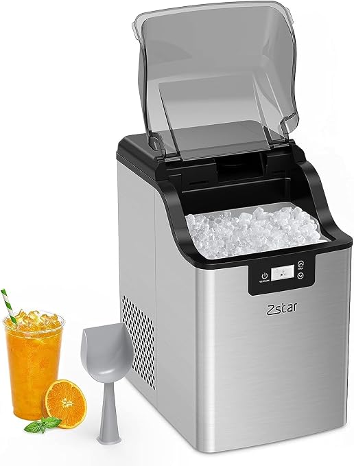 44 Lbs/24 Hours Portable Countertop Ice Maker, Fast Ice Production in 15 Minutes, Chewable Pellet Ice with Ice Scoop, 3.3 Lb. Ice Basket Capacity with 2.8 Liter Water Tank for Home Bar Party