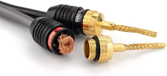 Deadbolt Flex Pin Banana Plugs for Spring Loaded Speaker Terminals, 6 Pairs Gold Plated Plugs