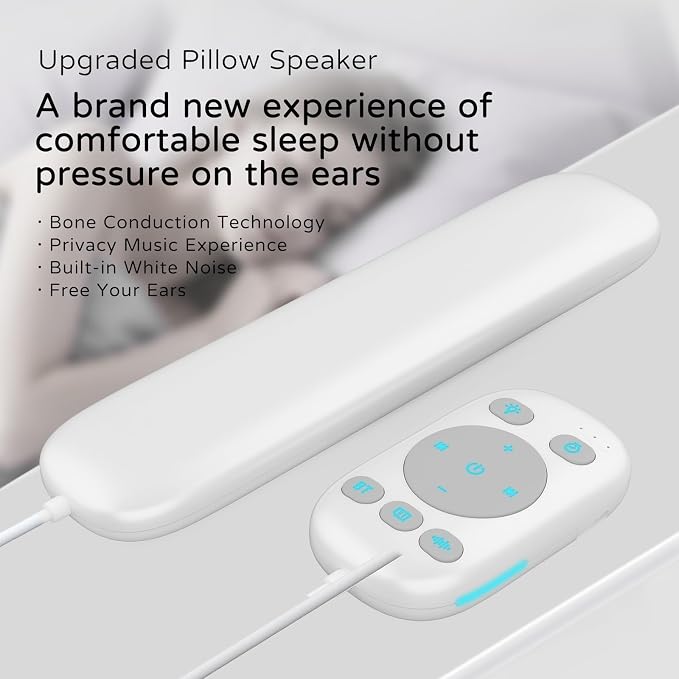 Under-Pillow Bone Conduction Sleep Speaker & White Noise Sound Machine with Sleep Timer, TF Card Compatible | for Side Sleepers & Insomnia, Calms the Mind & Supports Deeper Sleep