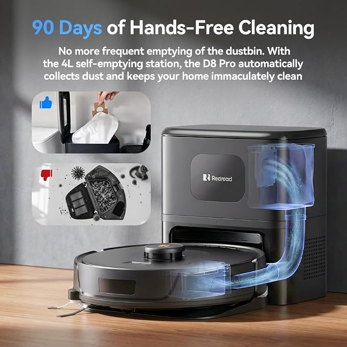 Robot Vacuum 38,000 Pa Robot Vacuum Mop,120Day Self Emptying Vacuum Robot,Lidar Navigation,5G 2.4GWiFi APP Aspirateur Robot,Self-Charging Robot Vacuums for Pet,Floor,Carpet R11 Max Black