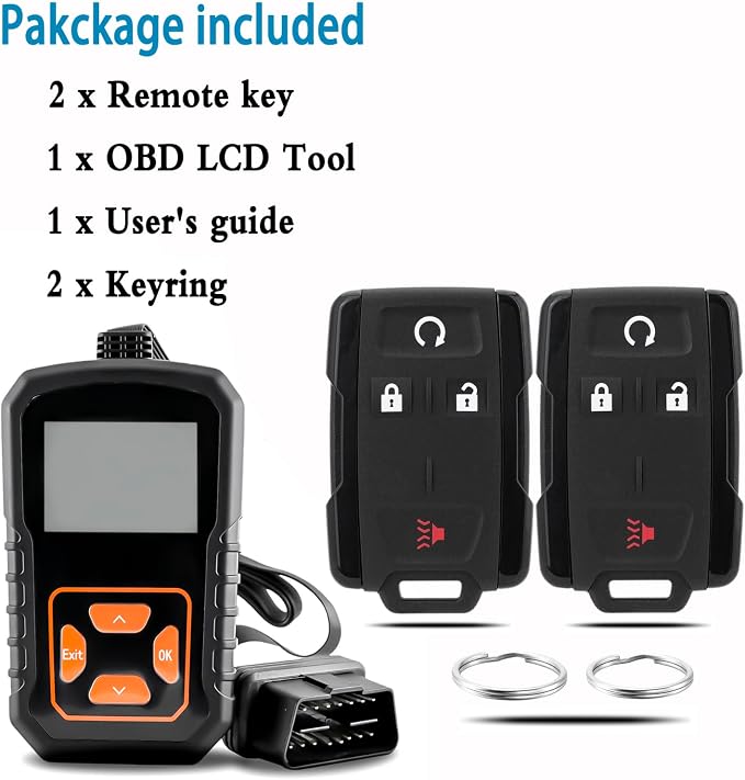 DIY Key Fob Kit for GMC Sierra Chevy Silverado 2014-2018 | With Simple Key OBD Tool,Easy speedy install,starsGood spare key,GMC Canyon Chevy Colorado 2015-2021