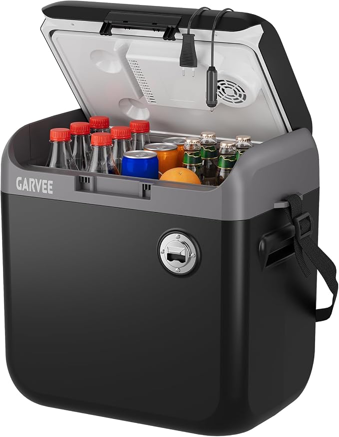 Garvee Electric Cooler & Warmer with Handle | 30 L Portable Thermoelectric Fridge for Vehicles & Trucks| 110V AC Home Power Cord & 12V Car Adapter for Camping, Travel & Picnics